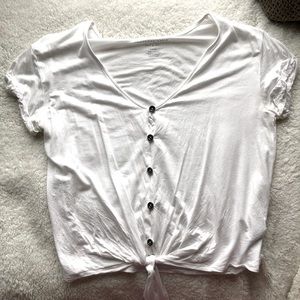 American Eagle Button Down Tie Crop Top
